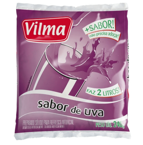 Refresco em Pó Sabor Uva Vilma 240g - 12 Unidades